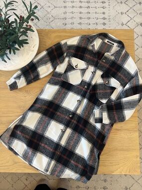 Knee Length Soft Plaid Coat